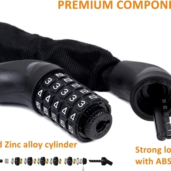 BICYCLE COMBINATION FIVE DIGIT CODE CHAIN LOCK NWT - Picture 3 of 7